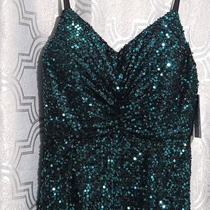 Sparkling Teal Sequin Gown